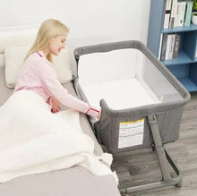 Load image into Gallery viewer, Pamo Babe Unisex Infant/Newborn Bedside Sleeper Bassinet /Wheels/Foldable/Gray
