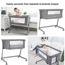 Load image into Gallery viewer, Pamo Babe Unisex Infant/Newborn Bedside Sleeper Bassinet /Wheels/Foldable/Gray
